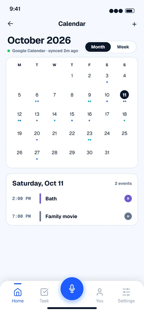 Synced calendar