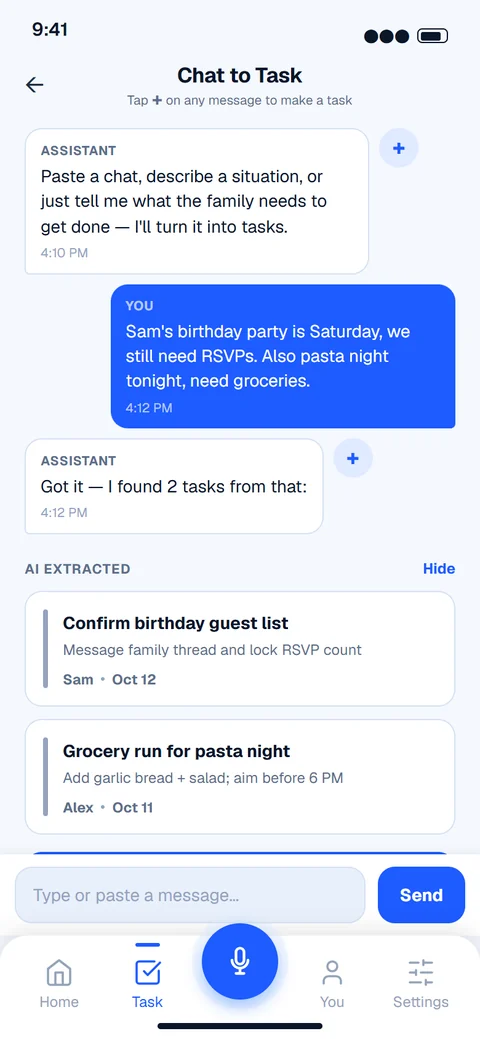 Chat to task